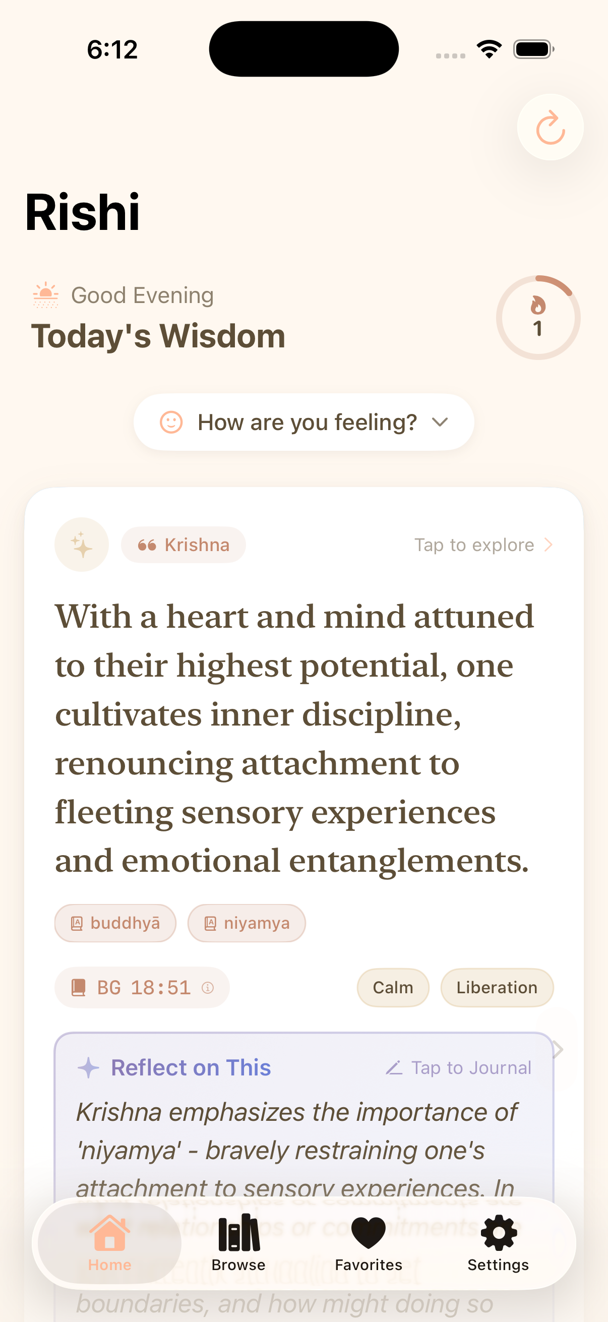 Rishi App - Daily wisdom from the Bhagavad Gita